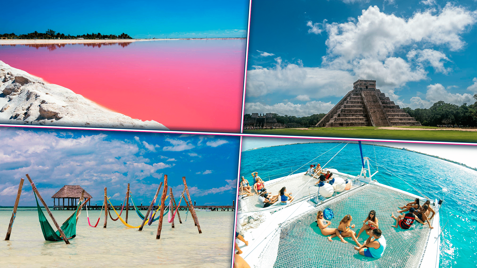 Las Coloradas + Isla Holbox + Chichén Itzá + Isla Mujeres en Catamarán